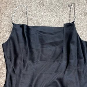 NWOT satin mini dress with rhinestone straps